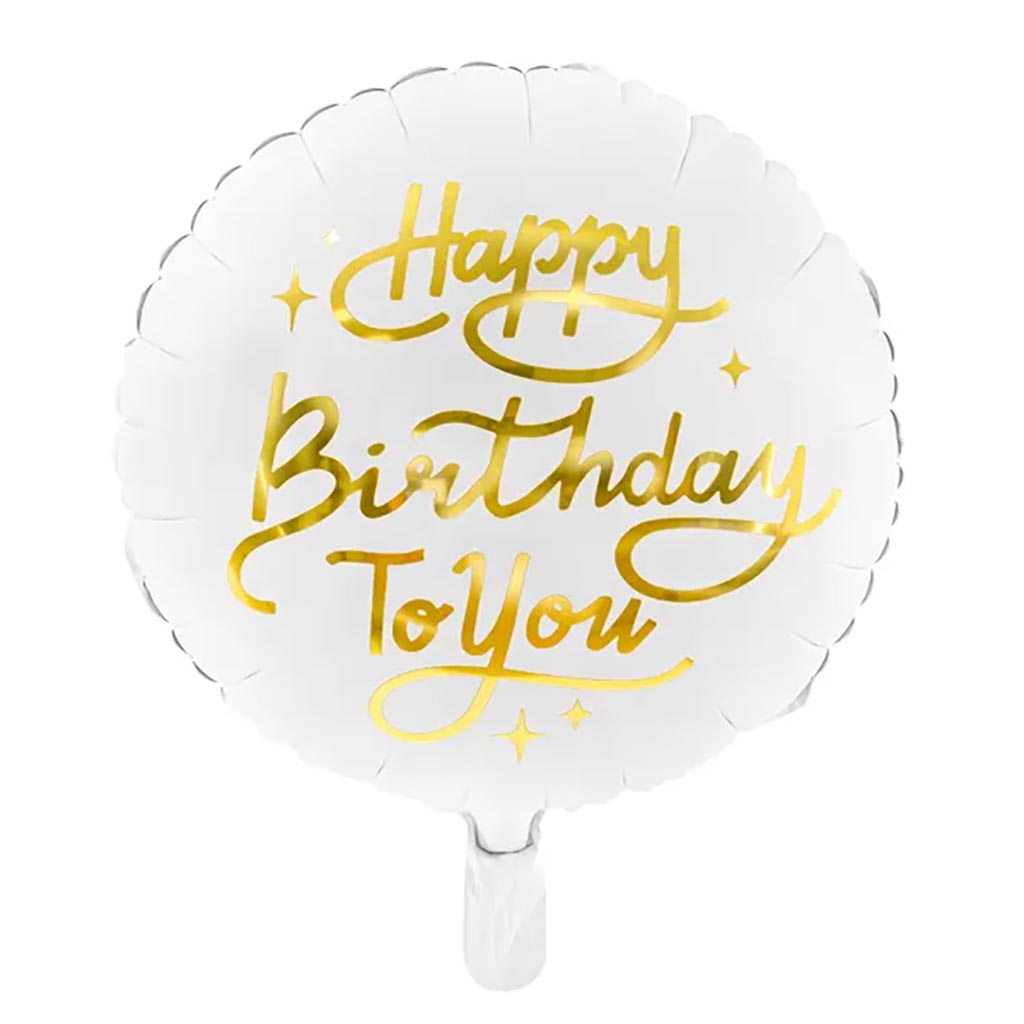 FOLIOPALLO PYÖREÄ | HAPPY BIRTHDAY - VALKOINEN